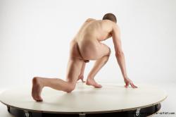 Nude Man White Kneeling poses - ALL Slim Short Brown Kneeling poses - on one knee Realistic